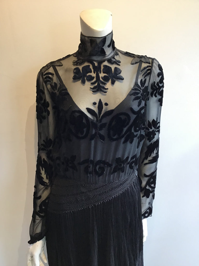 1990's Ralph Lauren purple LabelL rayon/silk Evening Dress with Fringe Size 6