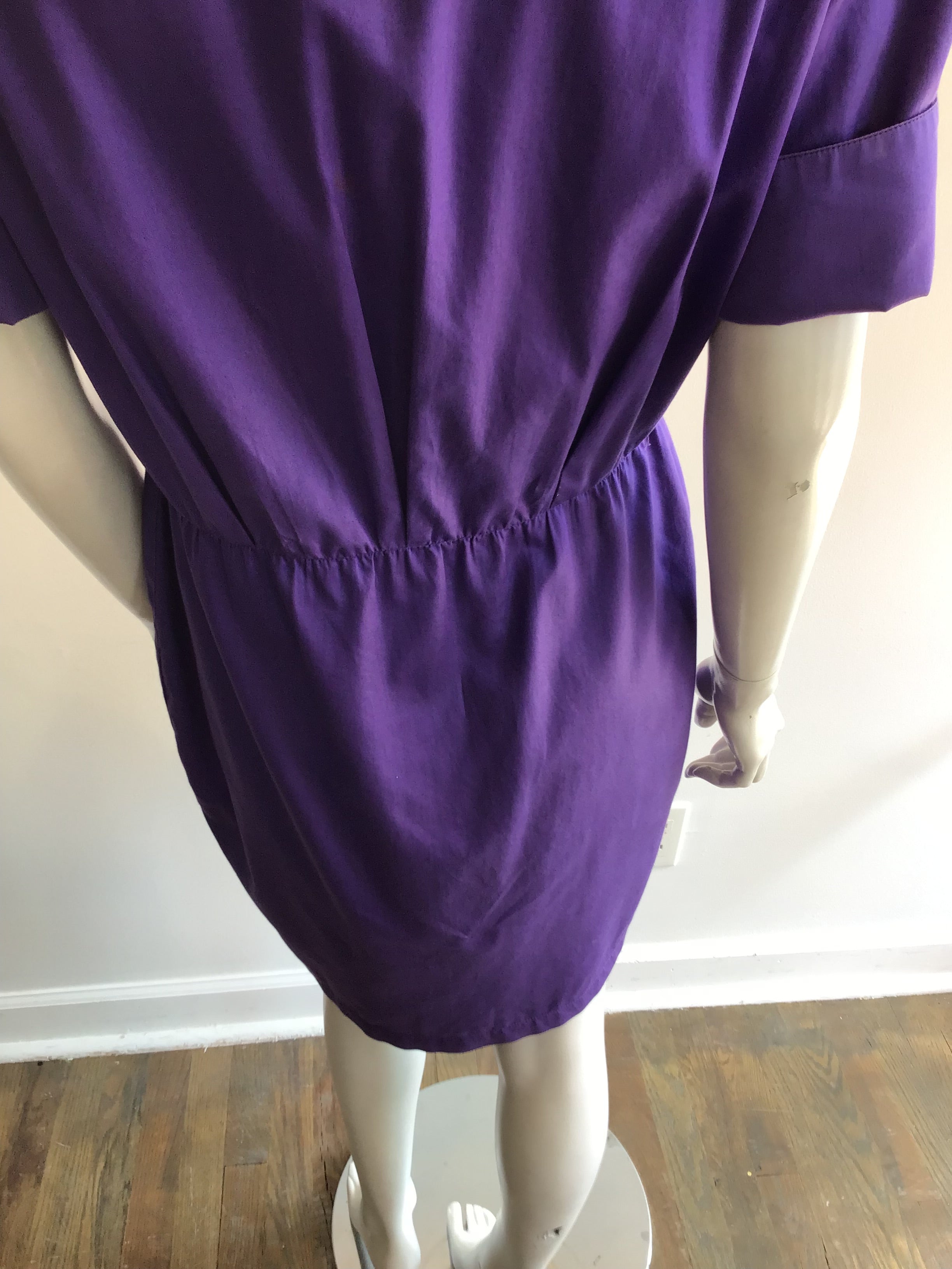 1980’s Thierry Mugler Purple Polished Cotton Dress Size 10