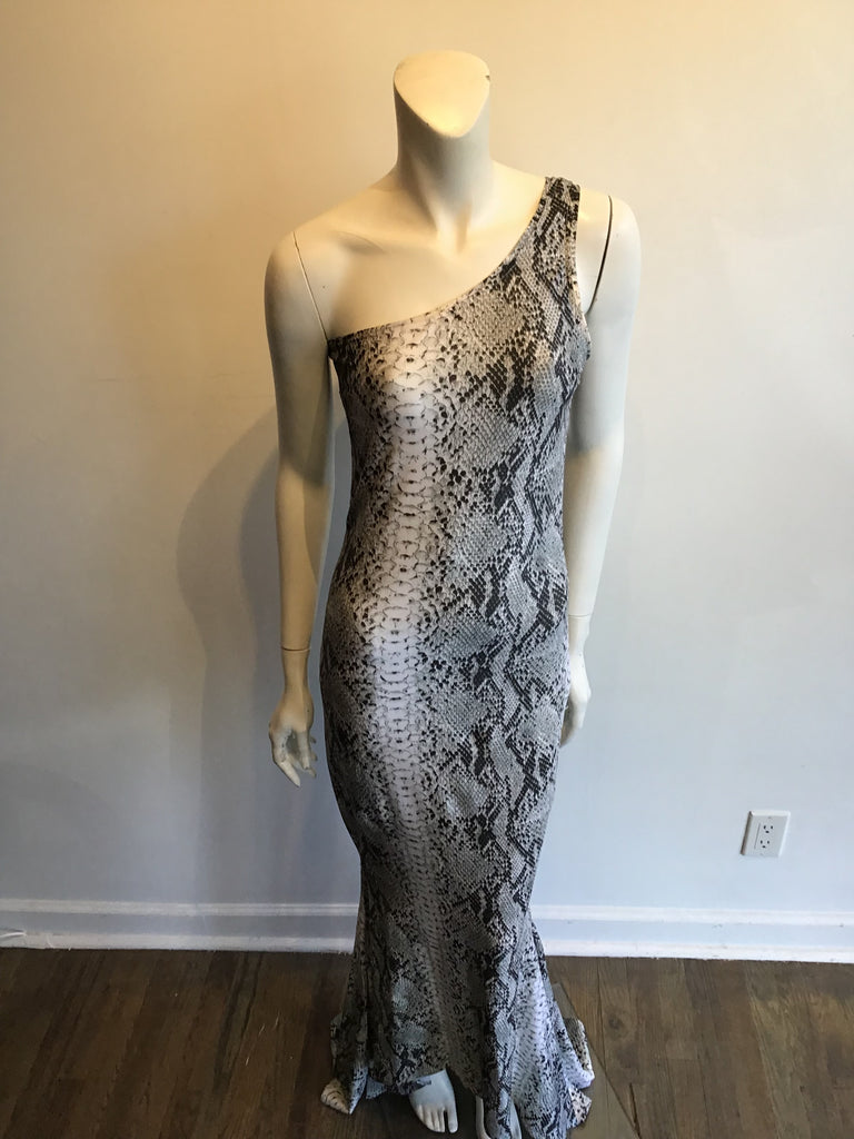 1980s Black/White Python Print Patrick Kelly Evening Gown Size 2 Never Worn