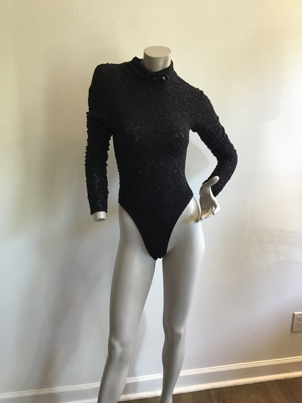 1980s Giorgio di Saint Angelo Black Beaded Unitard and pants