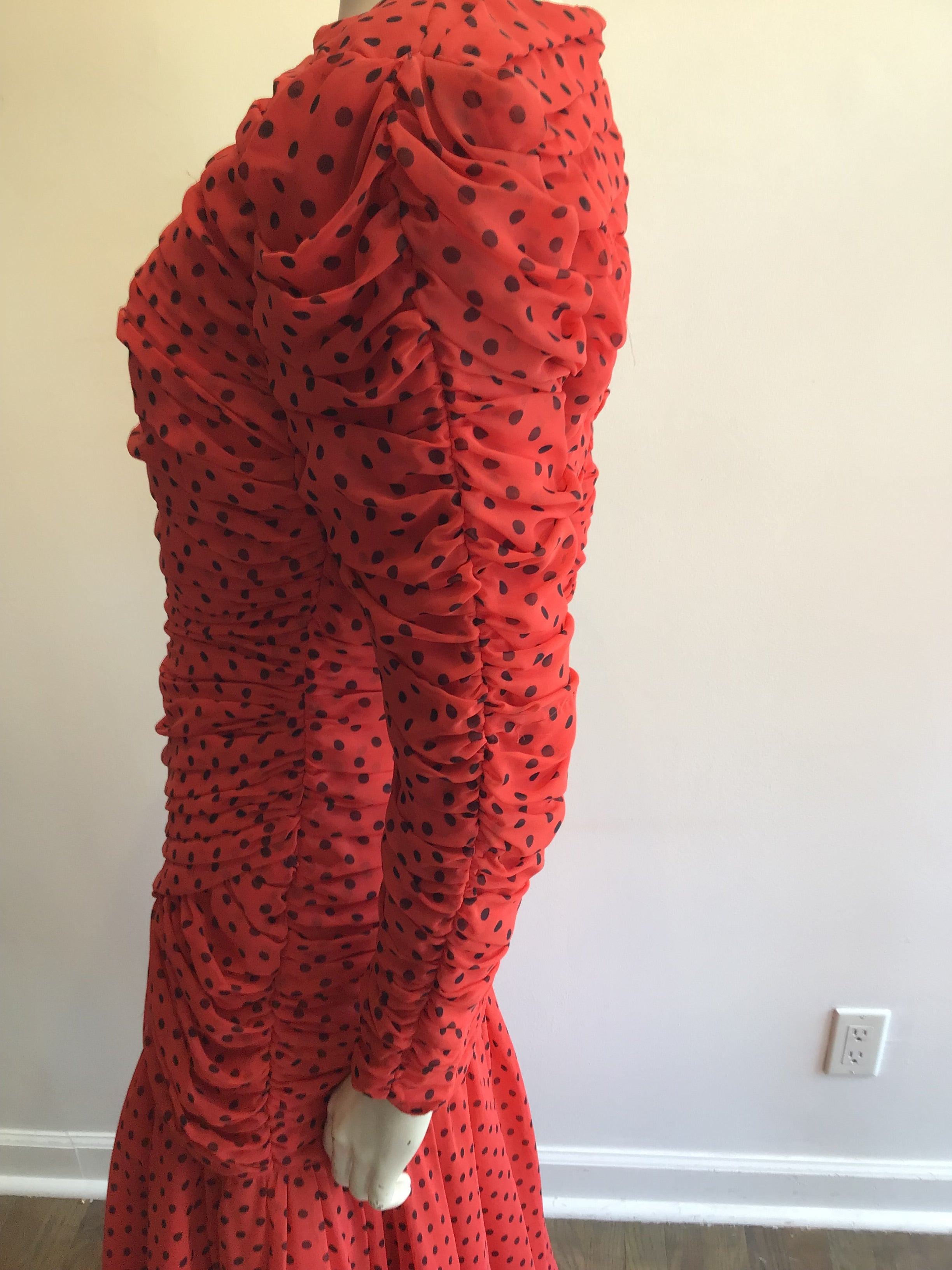 1980’s Red Silk Blend Louis Féraud Evening Dress Size 6