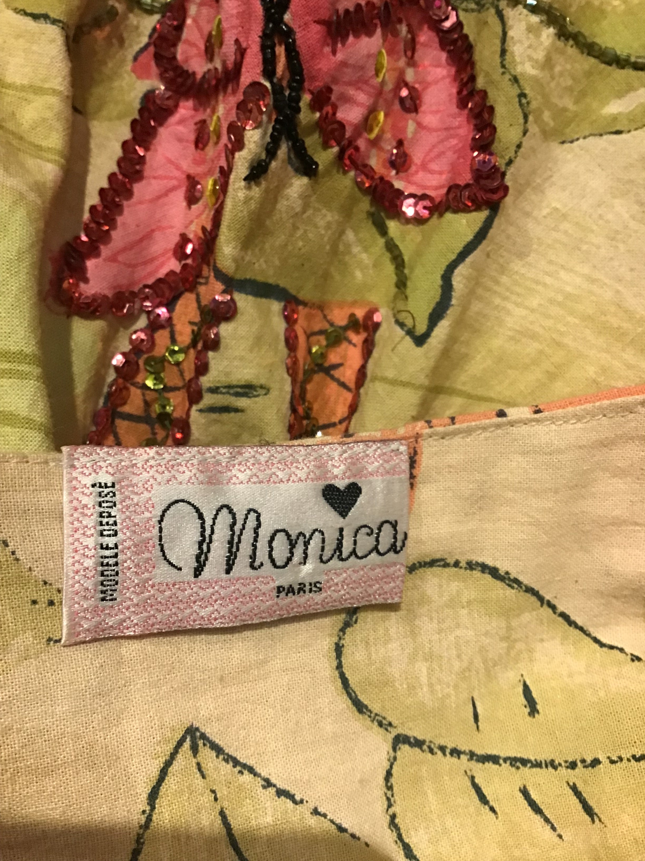 2000’s Monica of Paris Sequined Pin and Green Printed Skirt Size 8
