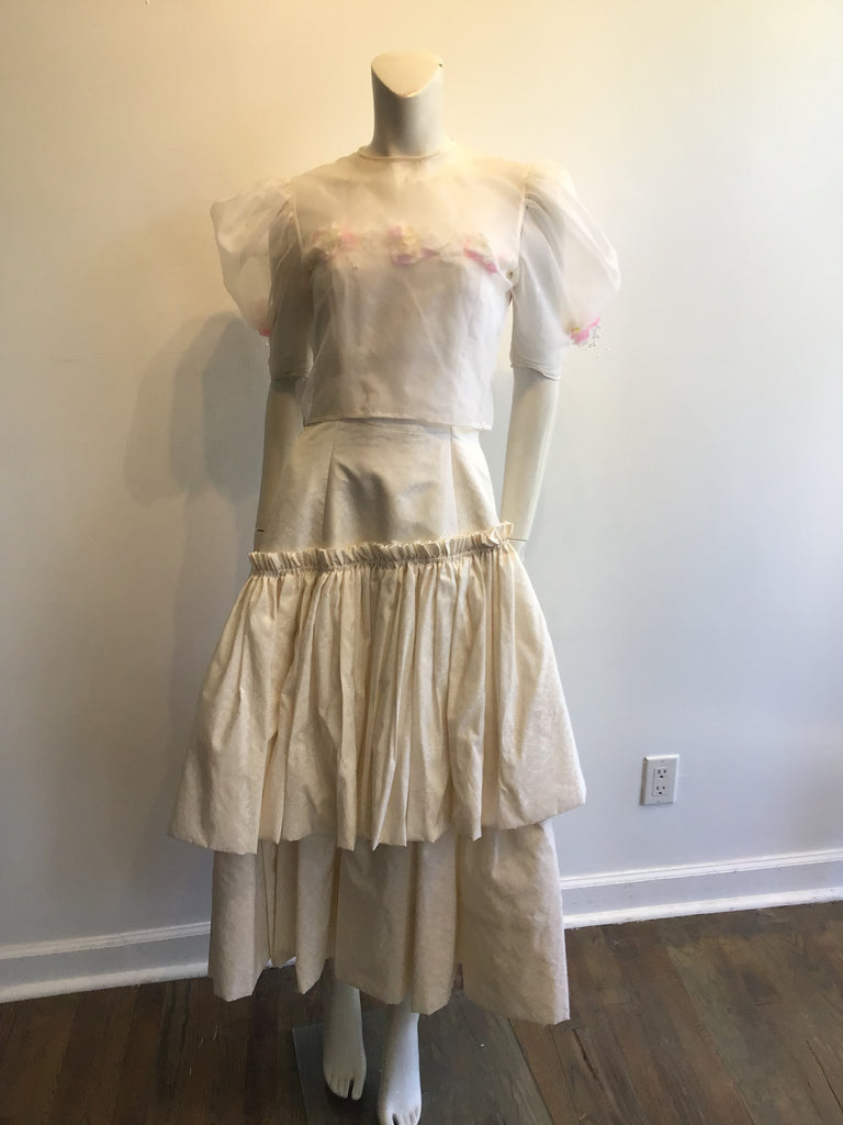 1980’s White Silk Taffeta Mary O’Donnell Cocktail Dress Size 4