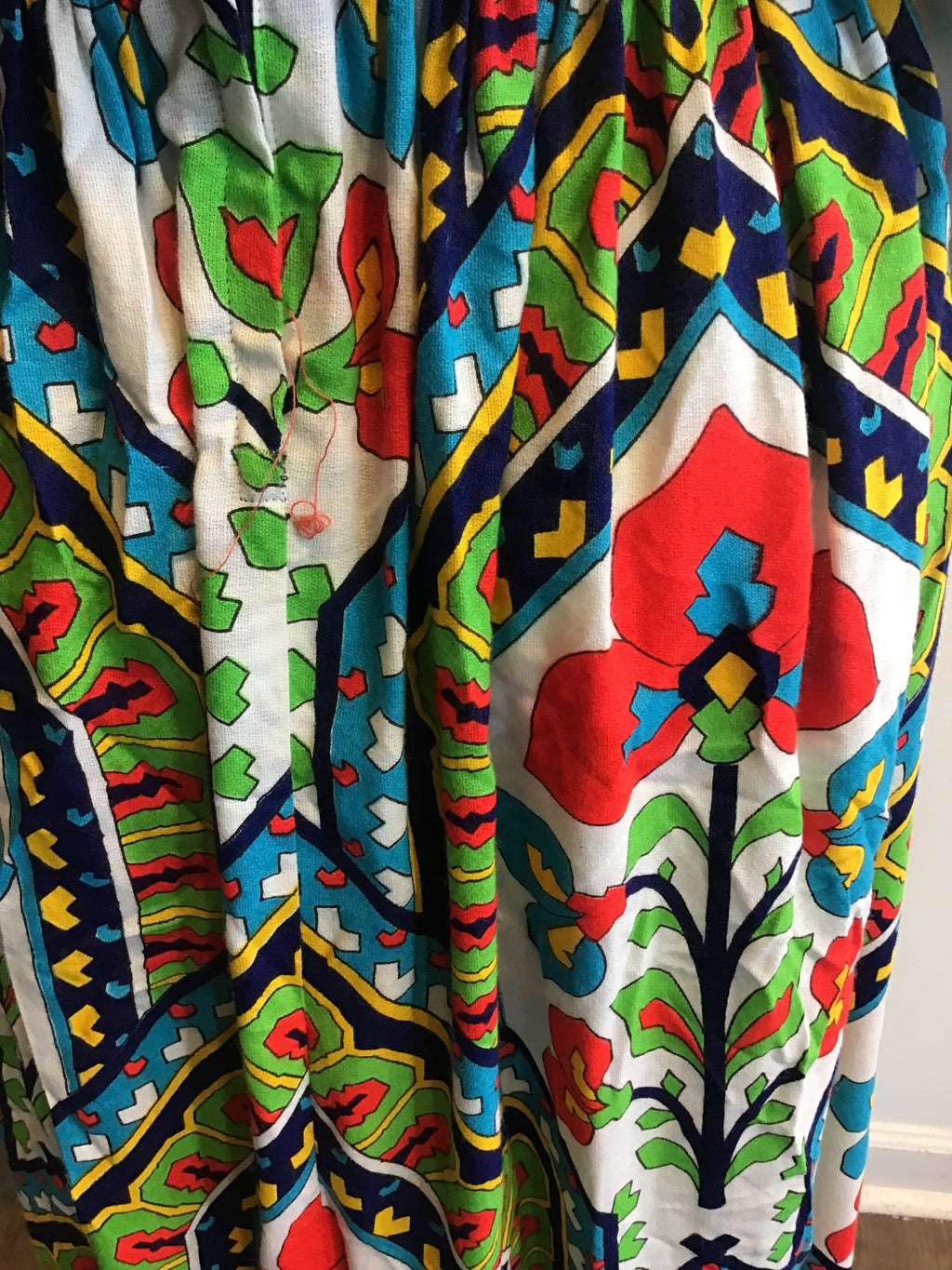 1970’s Craely Navy Blue Top Printed Skirt Polyester Dress Size 4/5