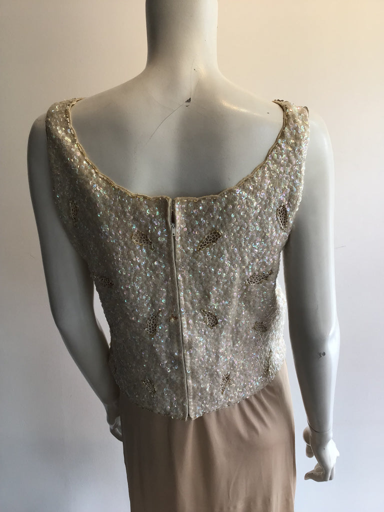 1960’s Cream Sequined Imperial of Hong Kong Top Size 6
