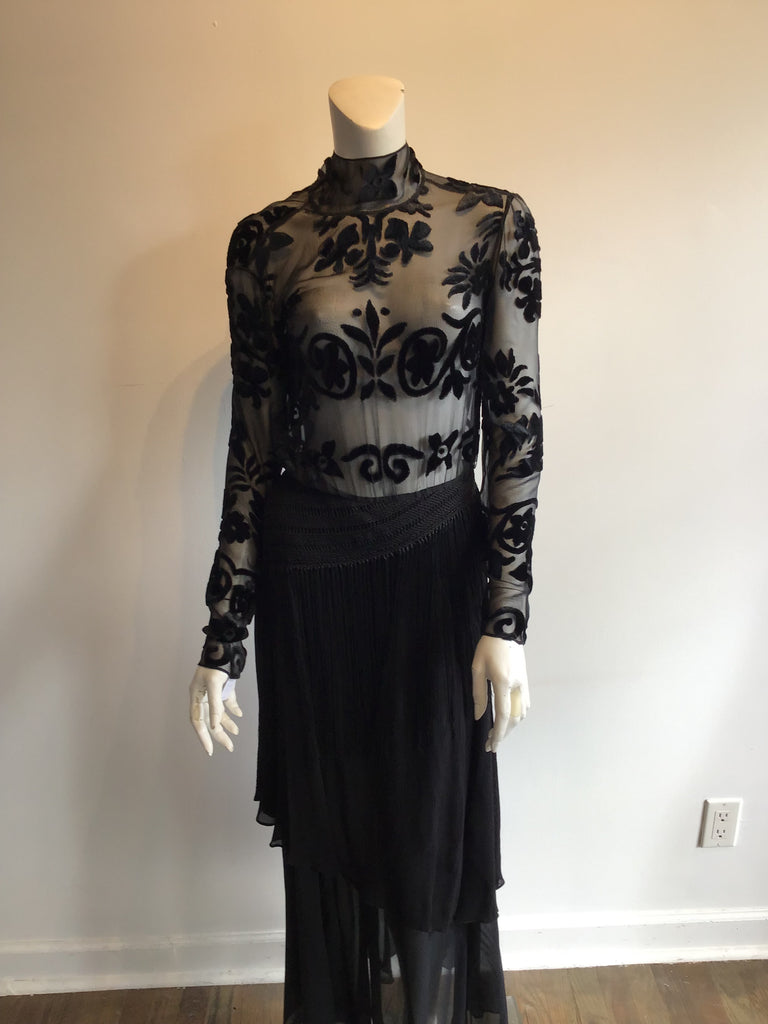 1990's Ralph Lauren purple LabelL rayon/silk Evening Dress with Fringe Size 6