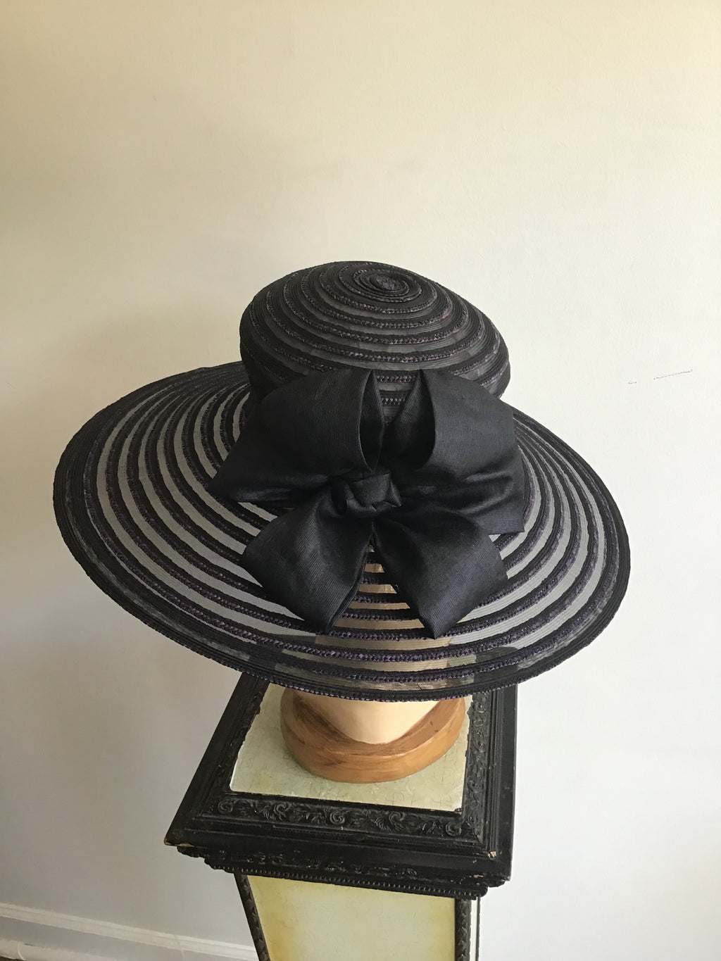 1990s Eric Javits Purple and Black  Horsehair hat