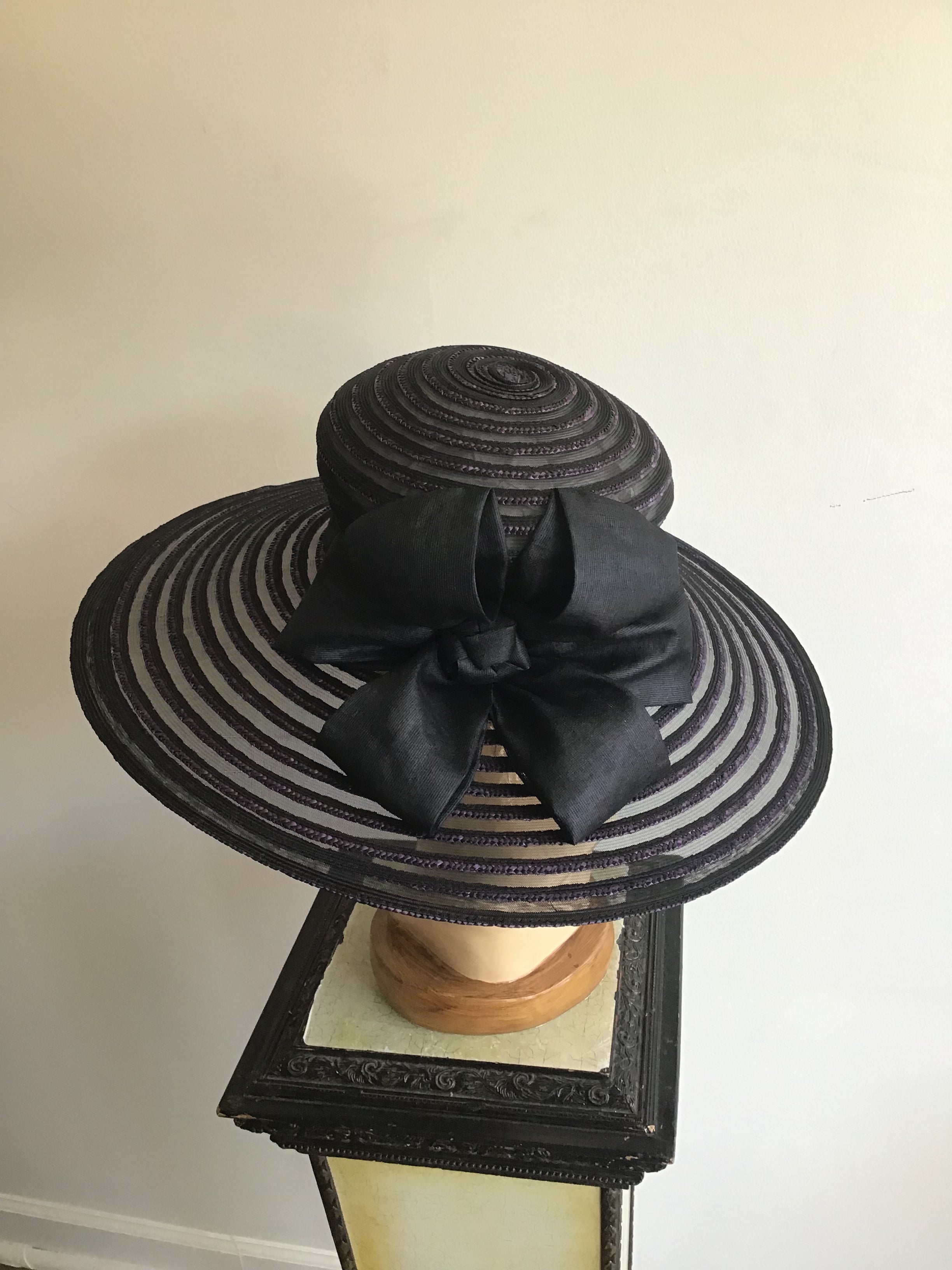 1990s Eric Javits Purple and Black  Horsehair hat