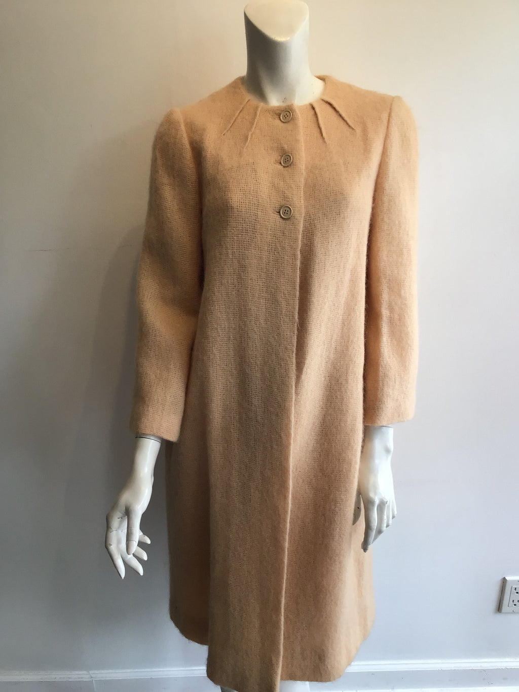 1960’s Peach Mohair Coat with Matching Scarf Size 6