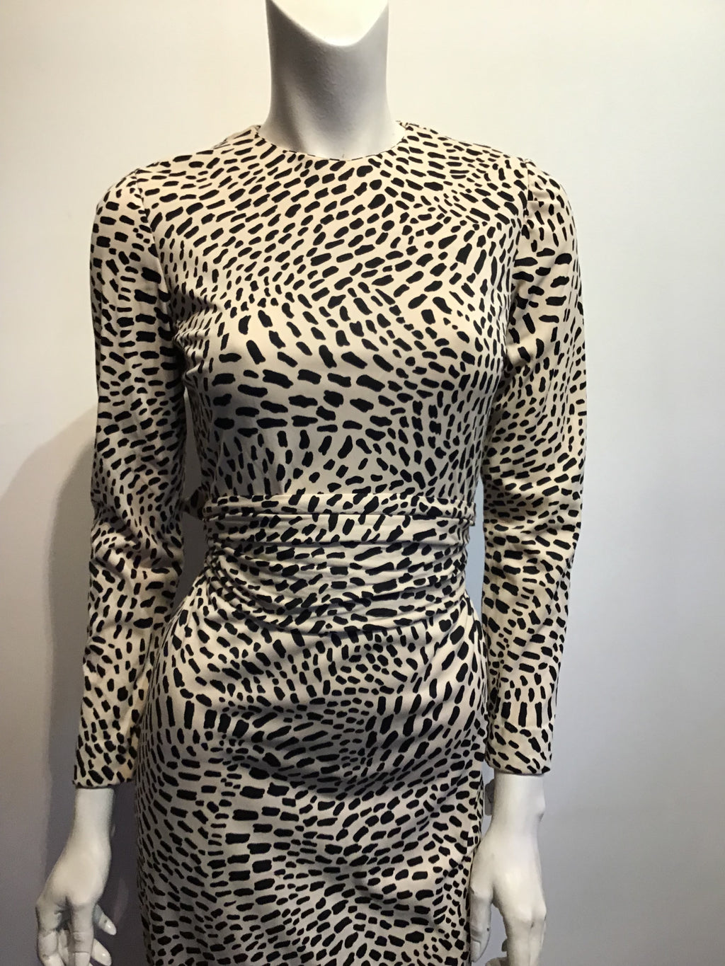 1970’s Mimi Tuthill Silk Blend Black and Cream Maxi Dress Size 6