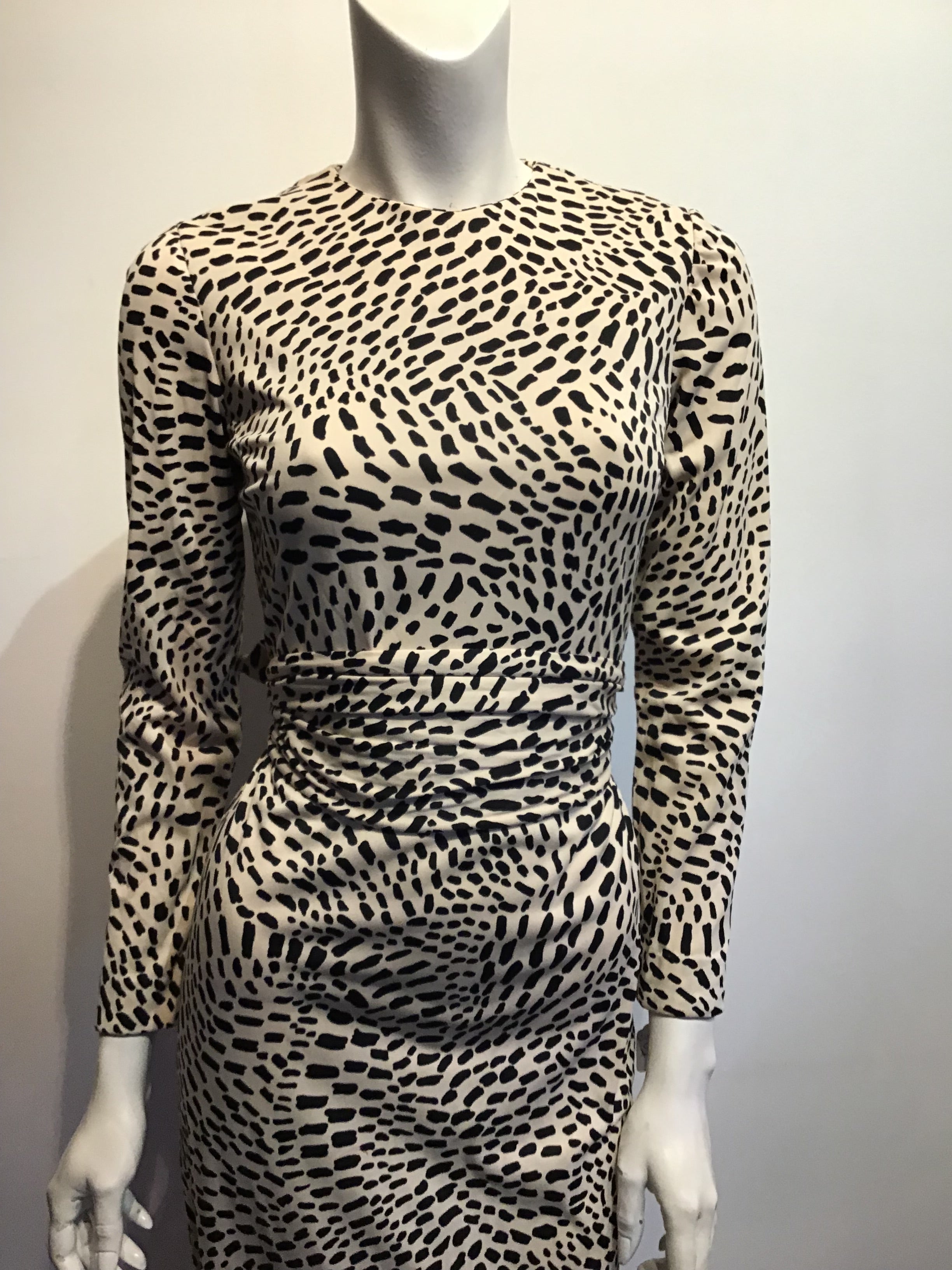 1970’s Mimi Tuthill Silk Blend Black and Cream Maxi Dress Size 6