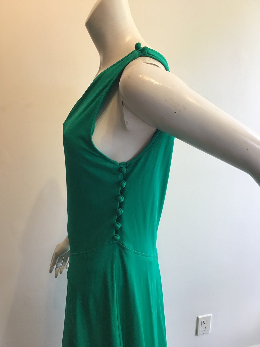 1970’s One Shoulder Green Polyester Dress Size 10