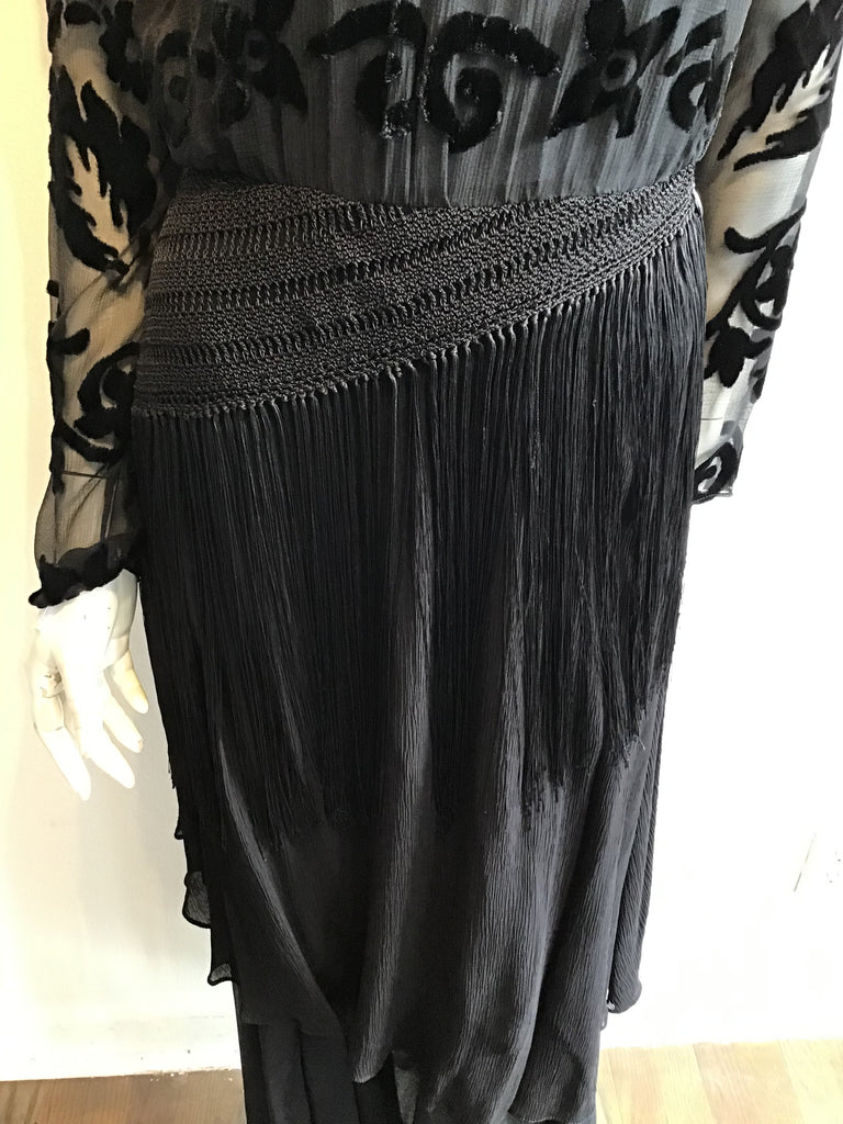 1990's Ralph Lauren purple LabelL rayon/silk Evening Dress with Fringe Size 6