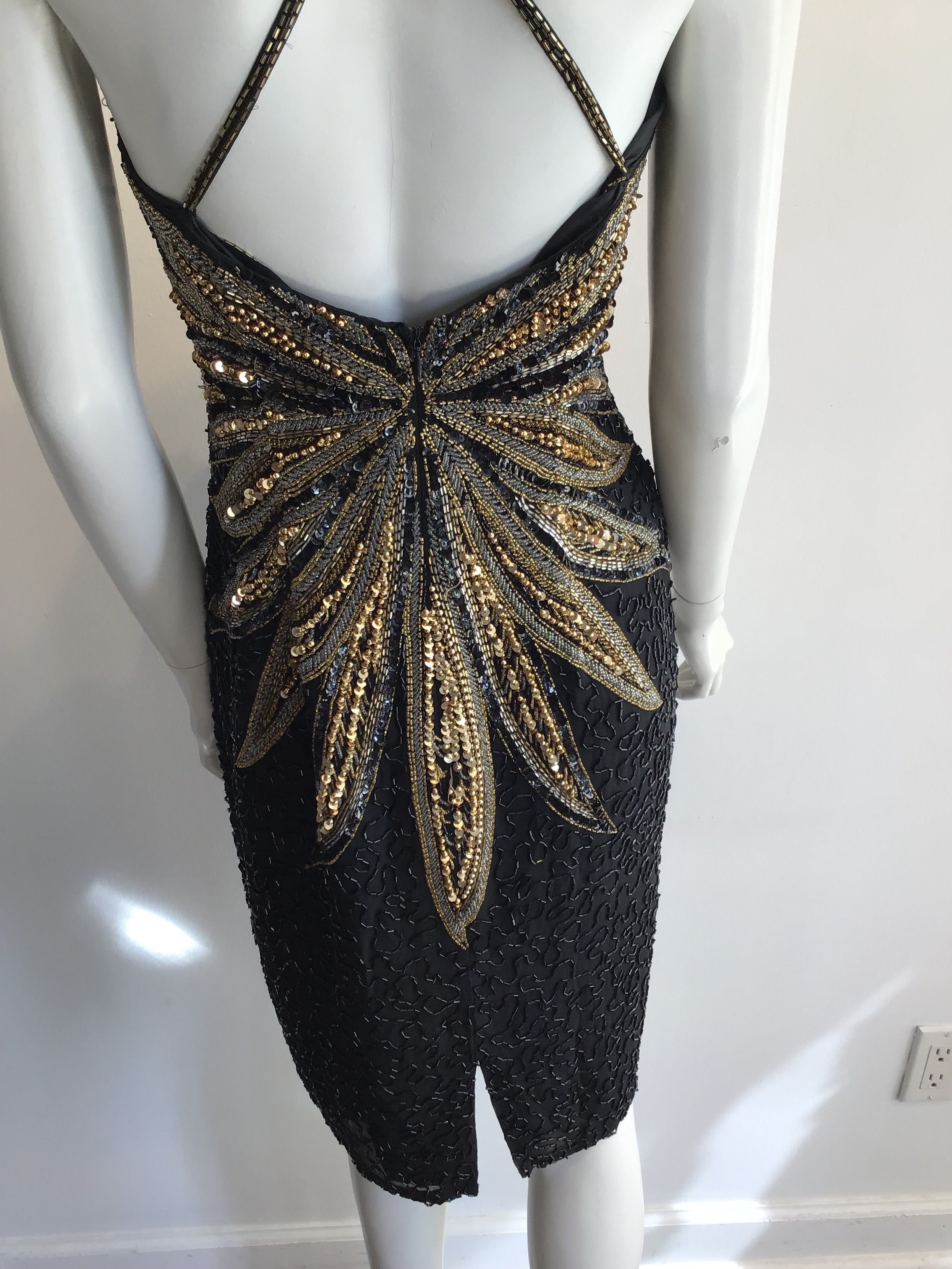 1980’s Mezzanine Luna by Modi Beaded Silk Chiffon Cocktail Dress Size 8