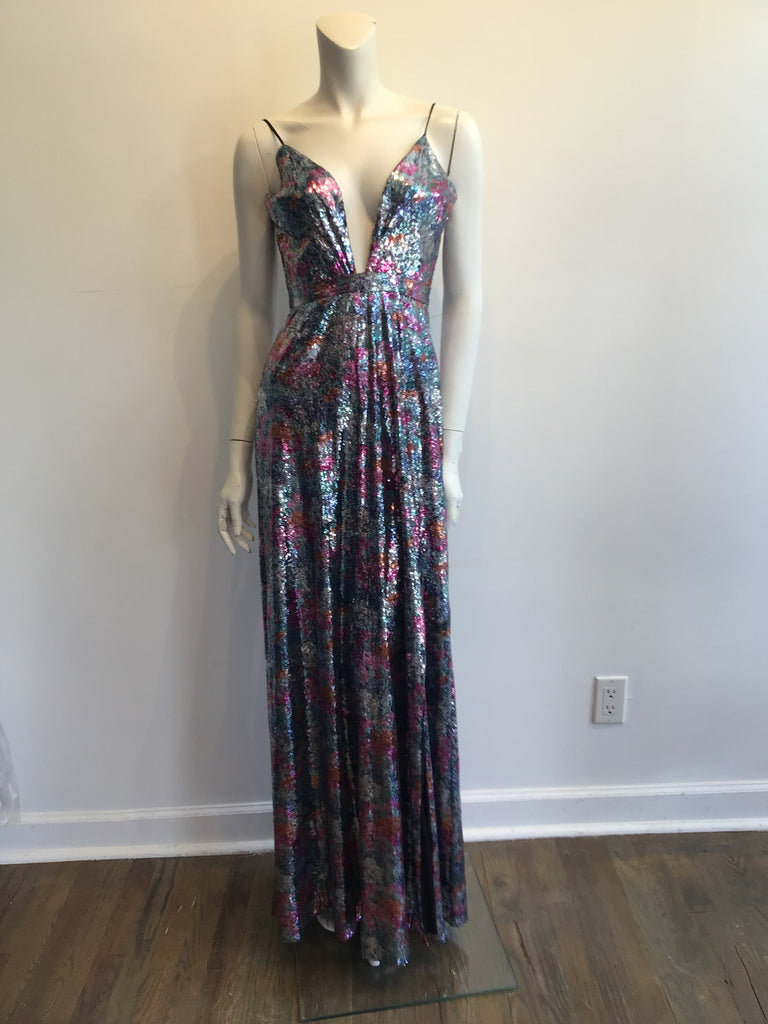 2000s Remus Brooks Multicolored Sequins  Evening  Dress Size 6
