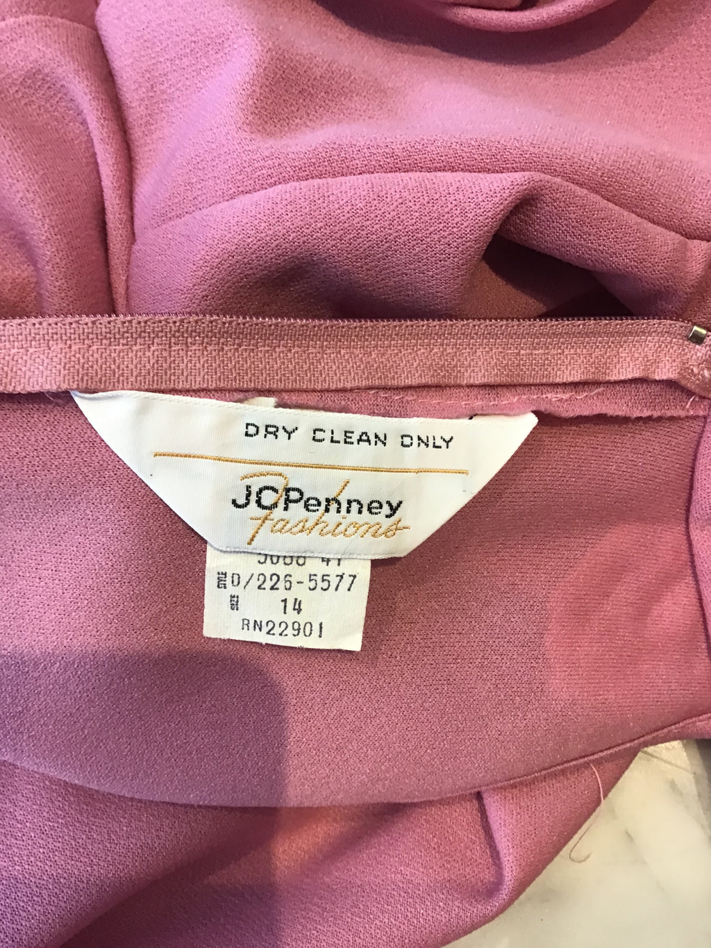 1970’s Mauve  Polyester JC Penny Maxi Dress Size 8