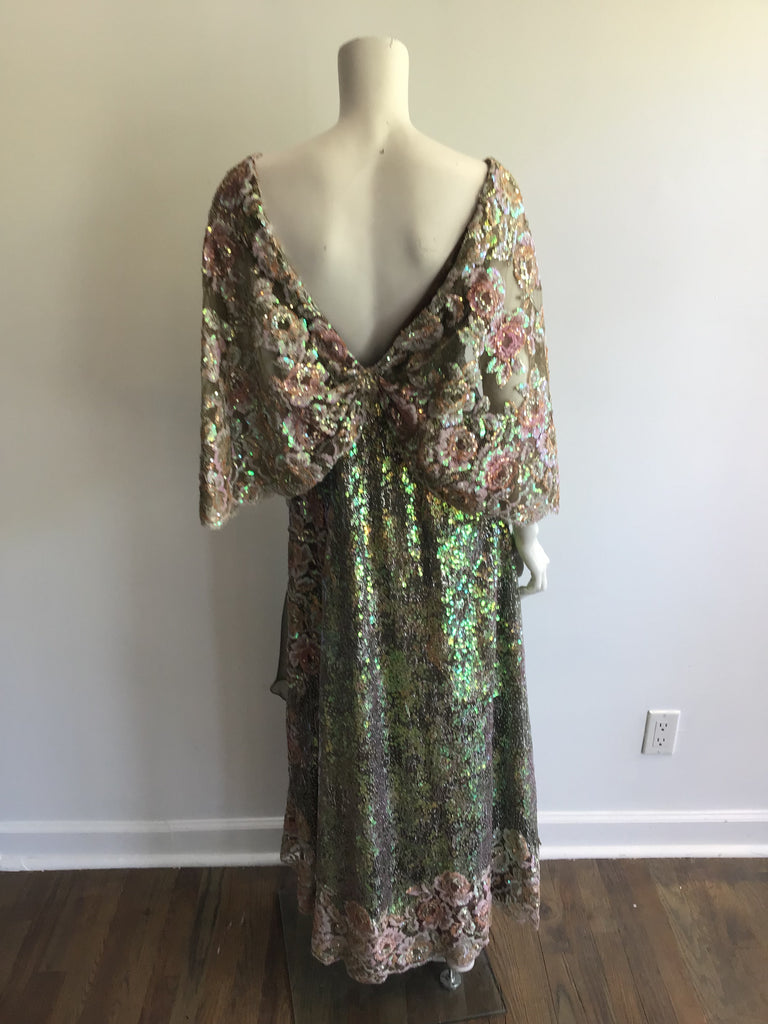 1983 Custom Made Iridescent Sequins Dress Size 8