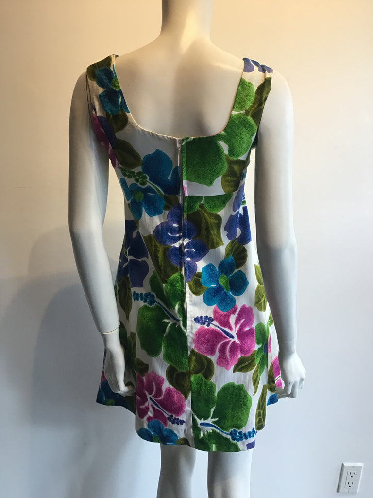 1960s Tohki Hawaii Cotton Printed Shift Dress Size 8