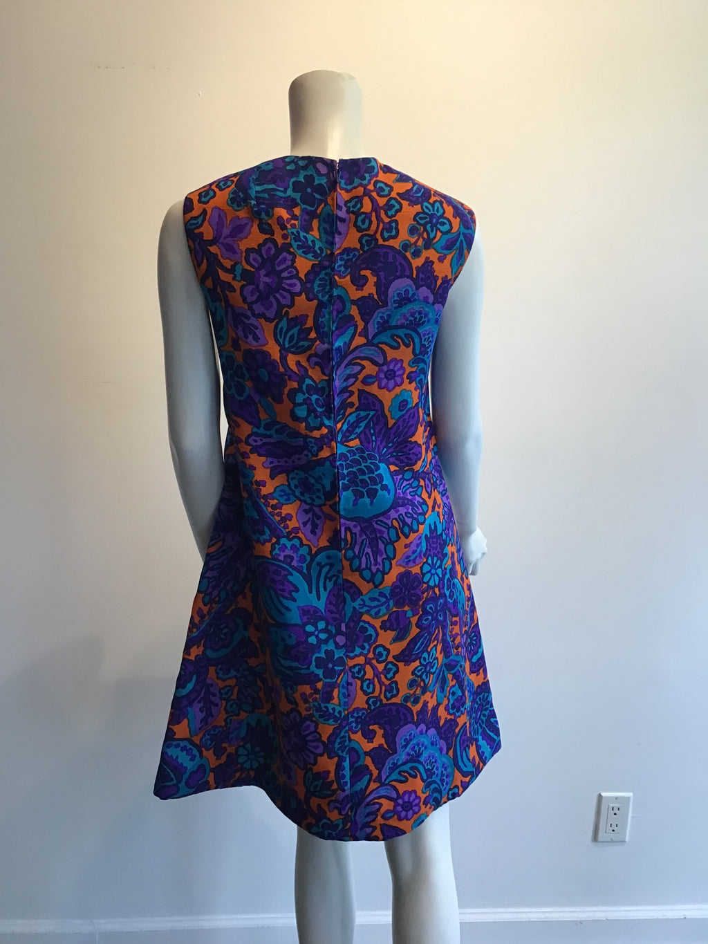 1960s Multicolor Printed Linen Sun Dress Size 8