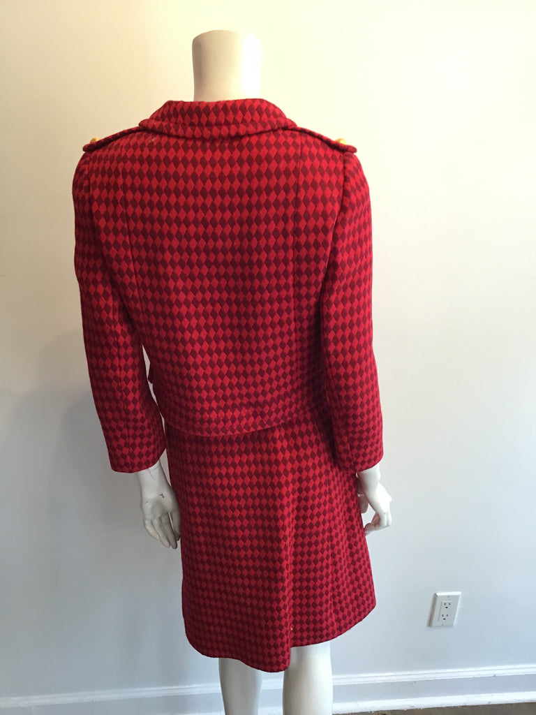 1960s Red and Black Wool Suit by Rose Bertin of Zurich Size 8