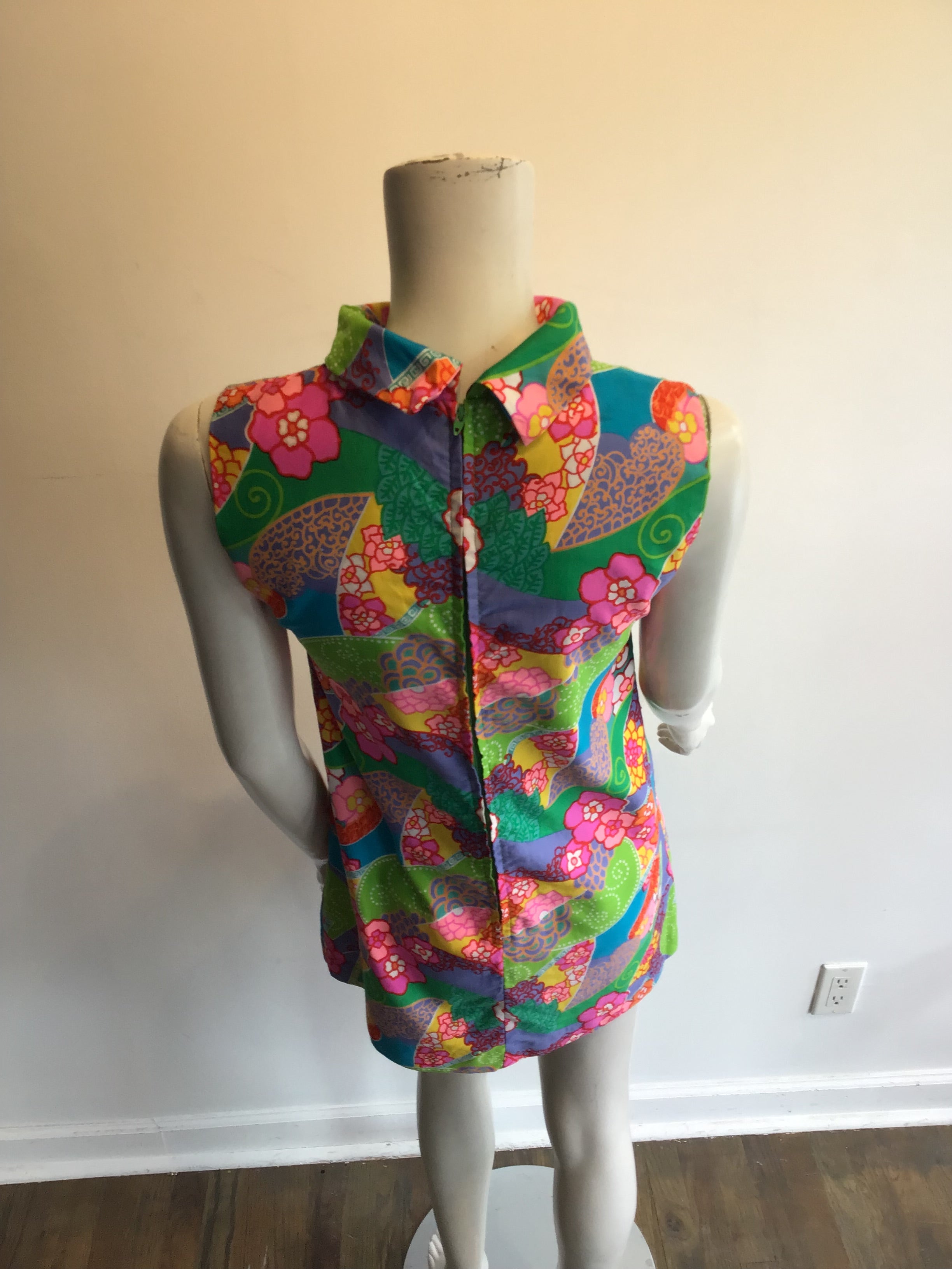 1960’s Cotton Multicolor Janet Lynn Mini Dress Size 6