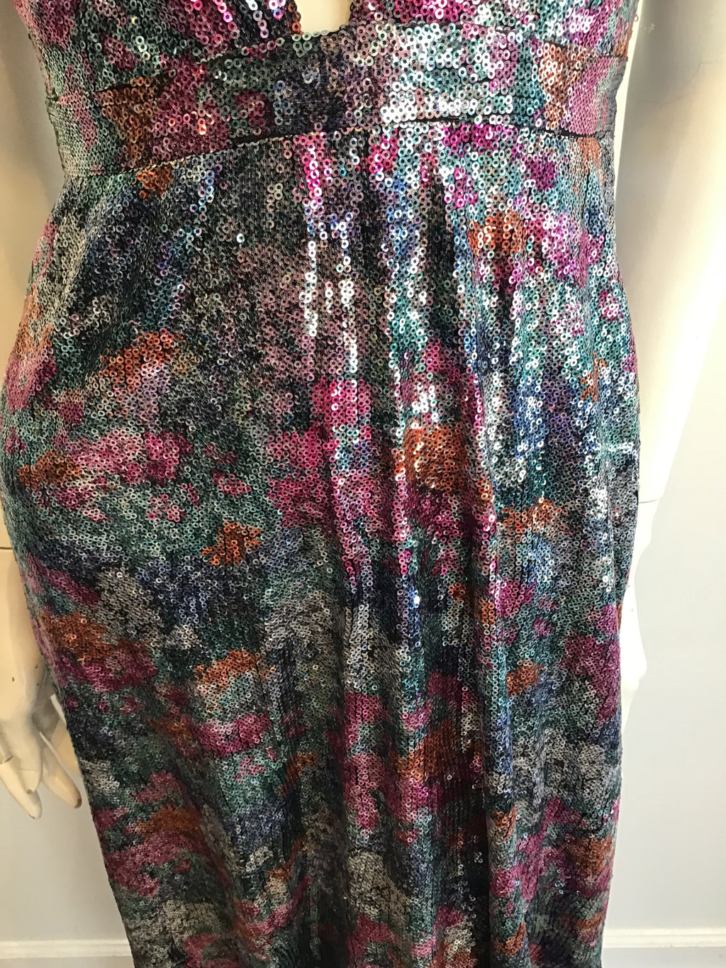 2000s Remus Brooks Multicolored Sequins  Evening  Dress Size 6