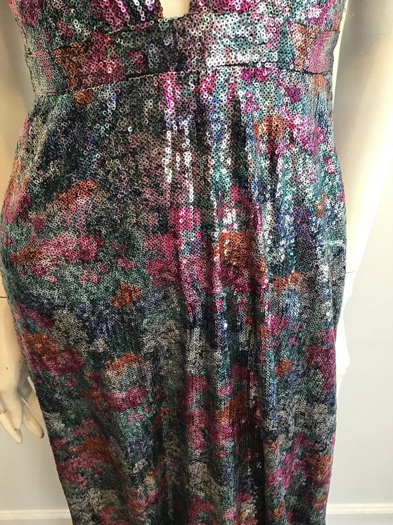 2000s Remus Brooks Multicolored Sequins  Evening  Dress Size 6