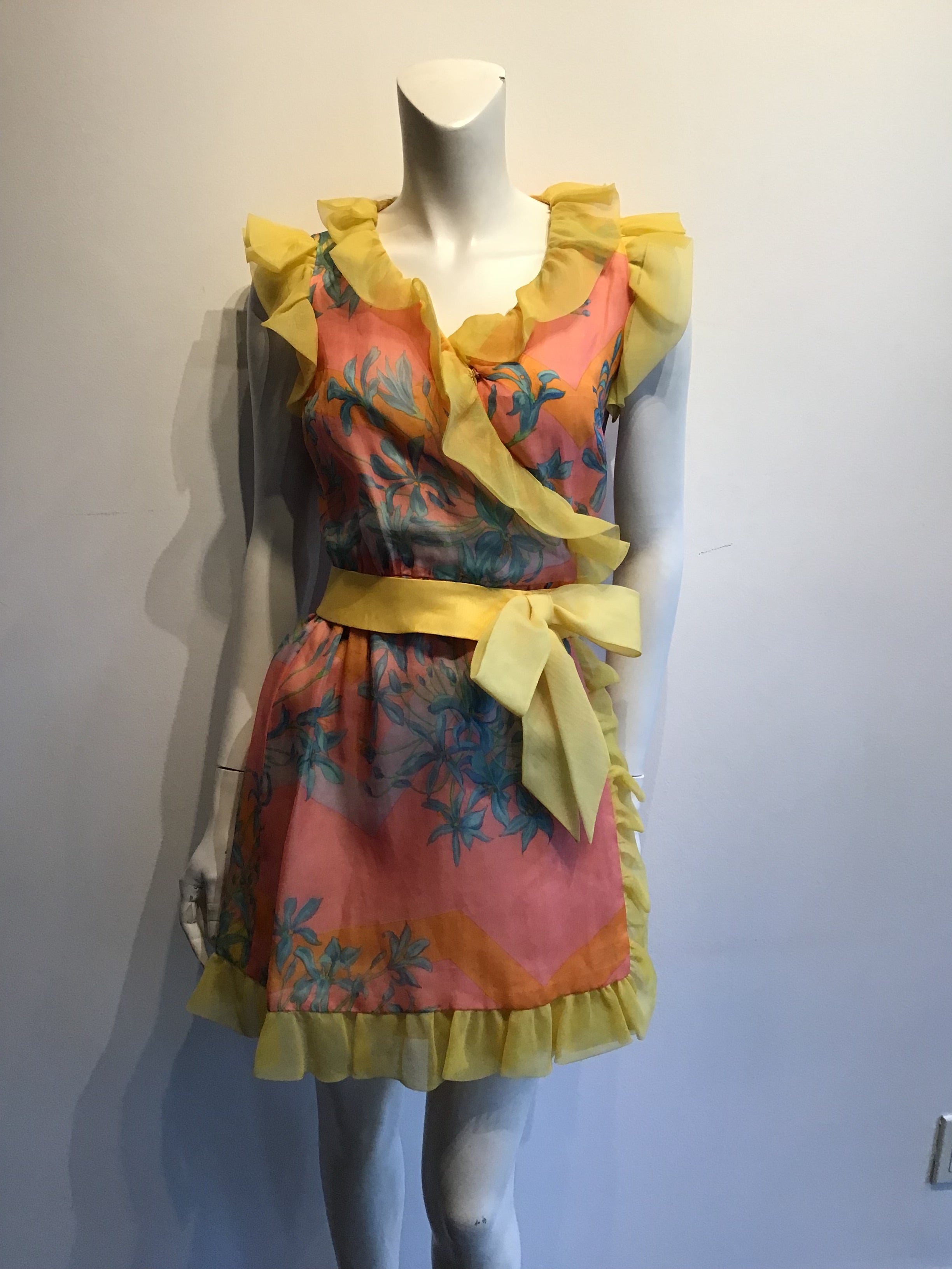 1960s multicolor Silk Organza Dress by Raffaele di Marino size 4
