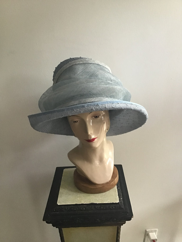 2000s Harold & Heart  Hatter London England Blue Straw Hat