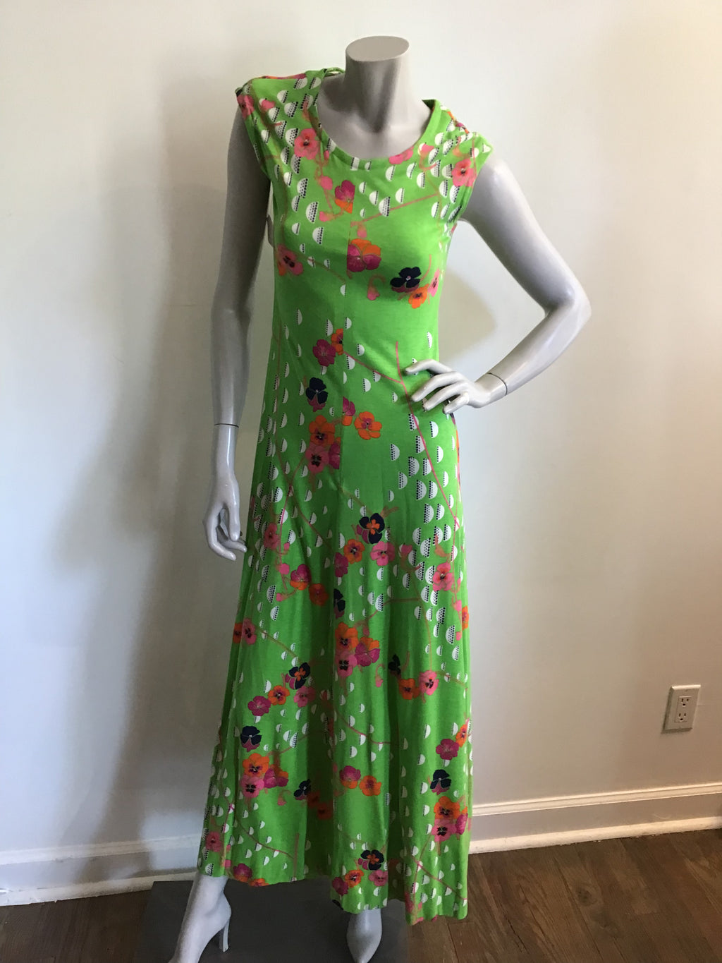 1970's Gloria Sachs Printed Maxi Dress