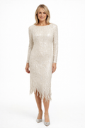 1980's White Beaded /Sequinned Cocktail Dress up to Size 10