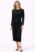 Emile 1940's Black Ruched Midi Dress