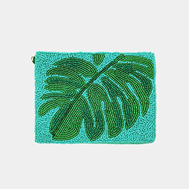 Palm Leaf beaded coin purse