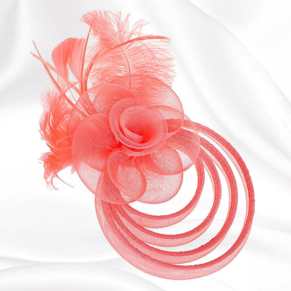 Feather Mesh Flower Fascinator with Headband