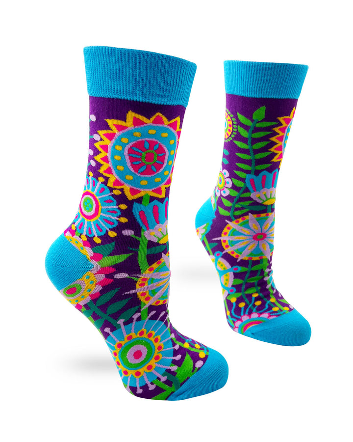 Funky Floral - Women's Novelty Crew Socks