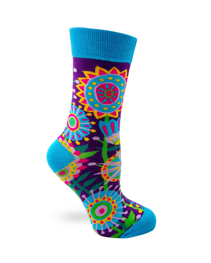 Funky Floral - Women's Novelty Crew Socks