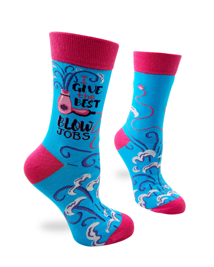 Funny Hairstylist I Give the Best Blow Jobs - Women's Novelty Crew Socks