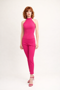 Fuschia Two Piece Halter Top with Fitter Pants - White Jacket & Pink/Blue Dress - 1980's Women's Costume Rental