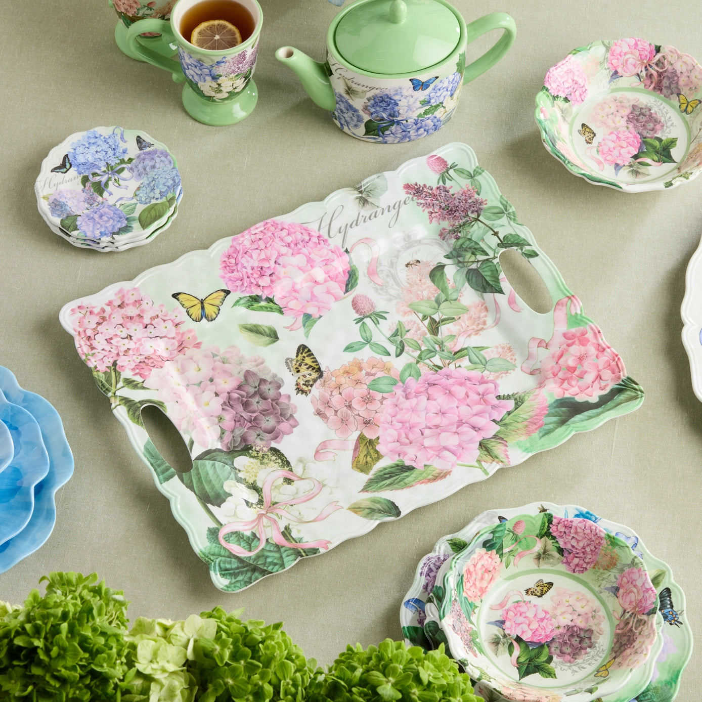 Garden Path Melamine Rectangular Platter with Handles 19in x 15in