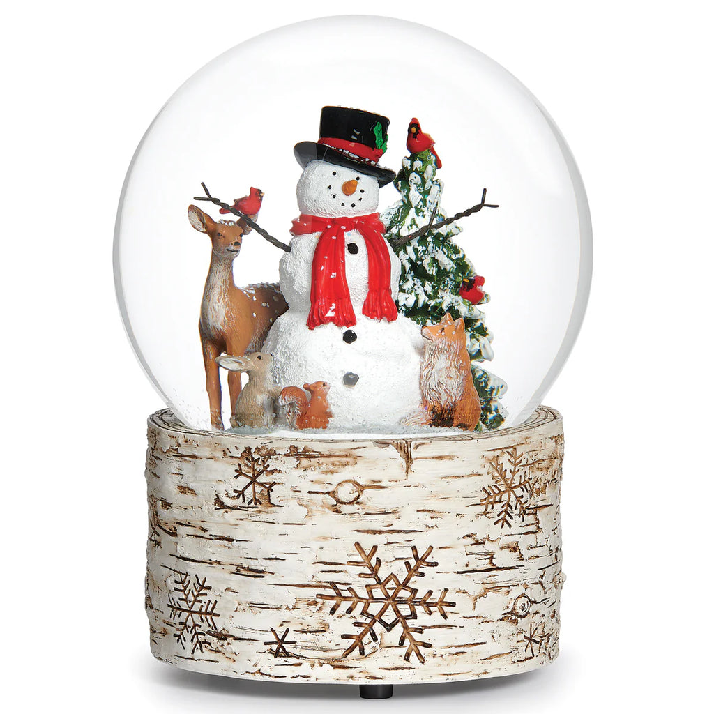 Glitterdome-Musical-Snowman-with-Birch-Base-and-Animals