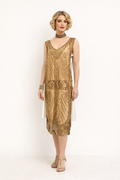 Gold Beaded Flapper Dress 1920's, Women's Costume Rental