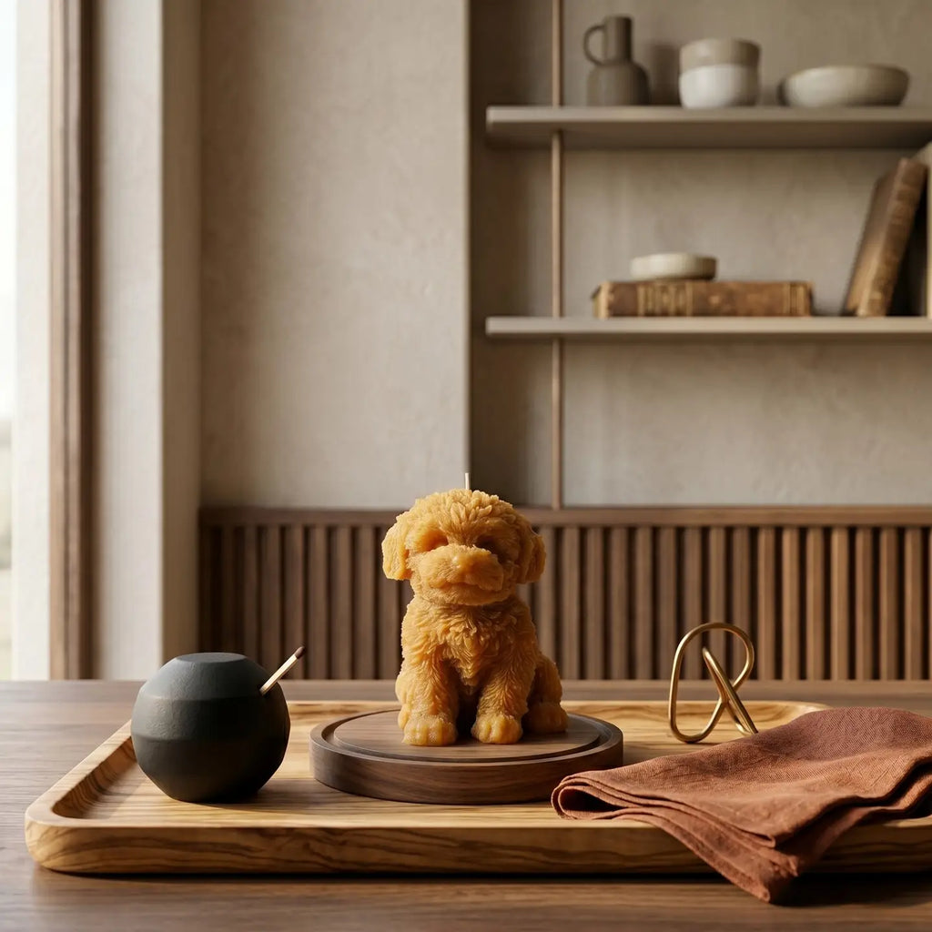Golden Doodle Puppy Candle