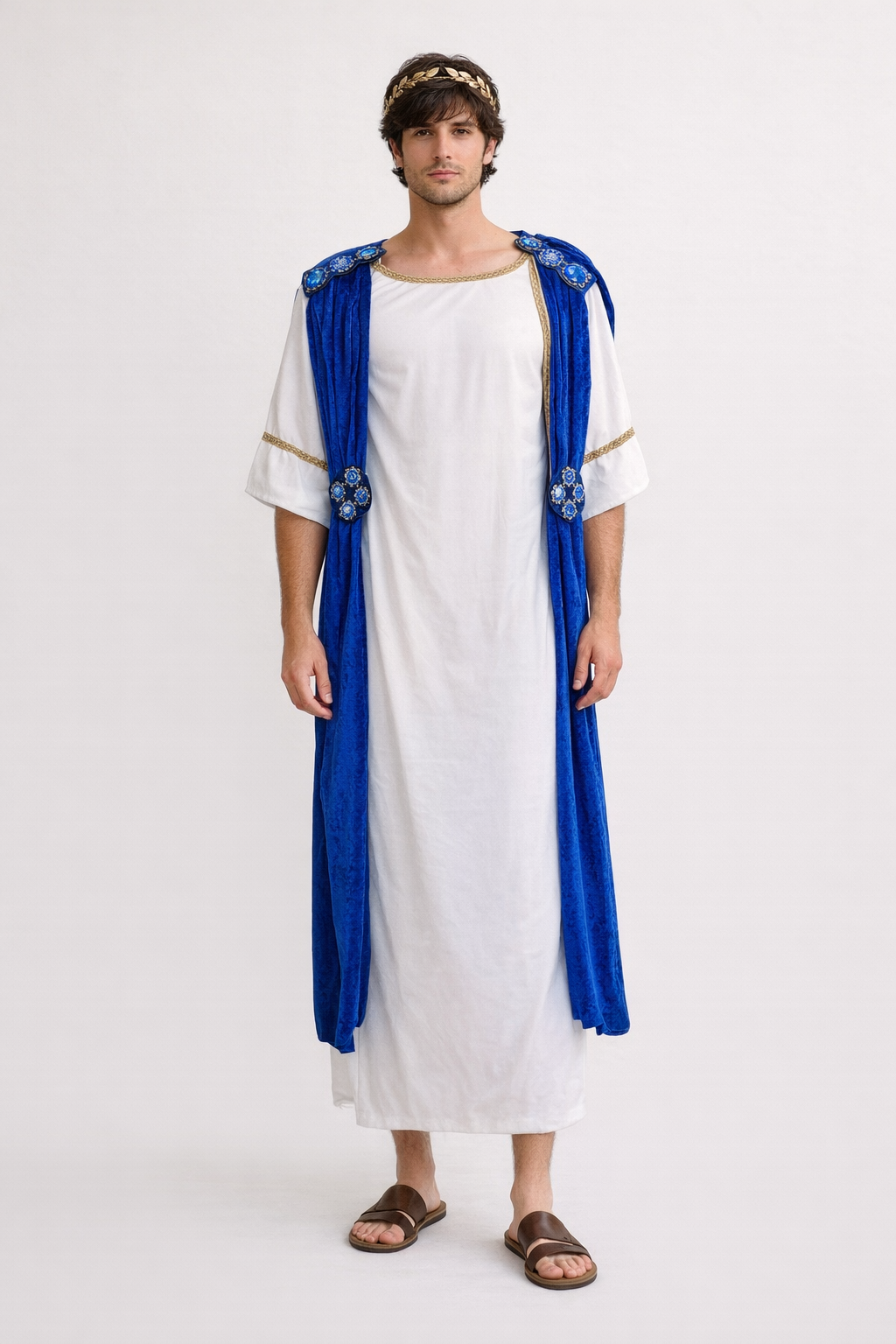 Grecian  Roman Senator, Men's Blue & White Costume Rental