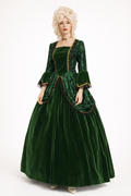 Green Velvet Brocade 18th Century Gown Costume Rental
