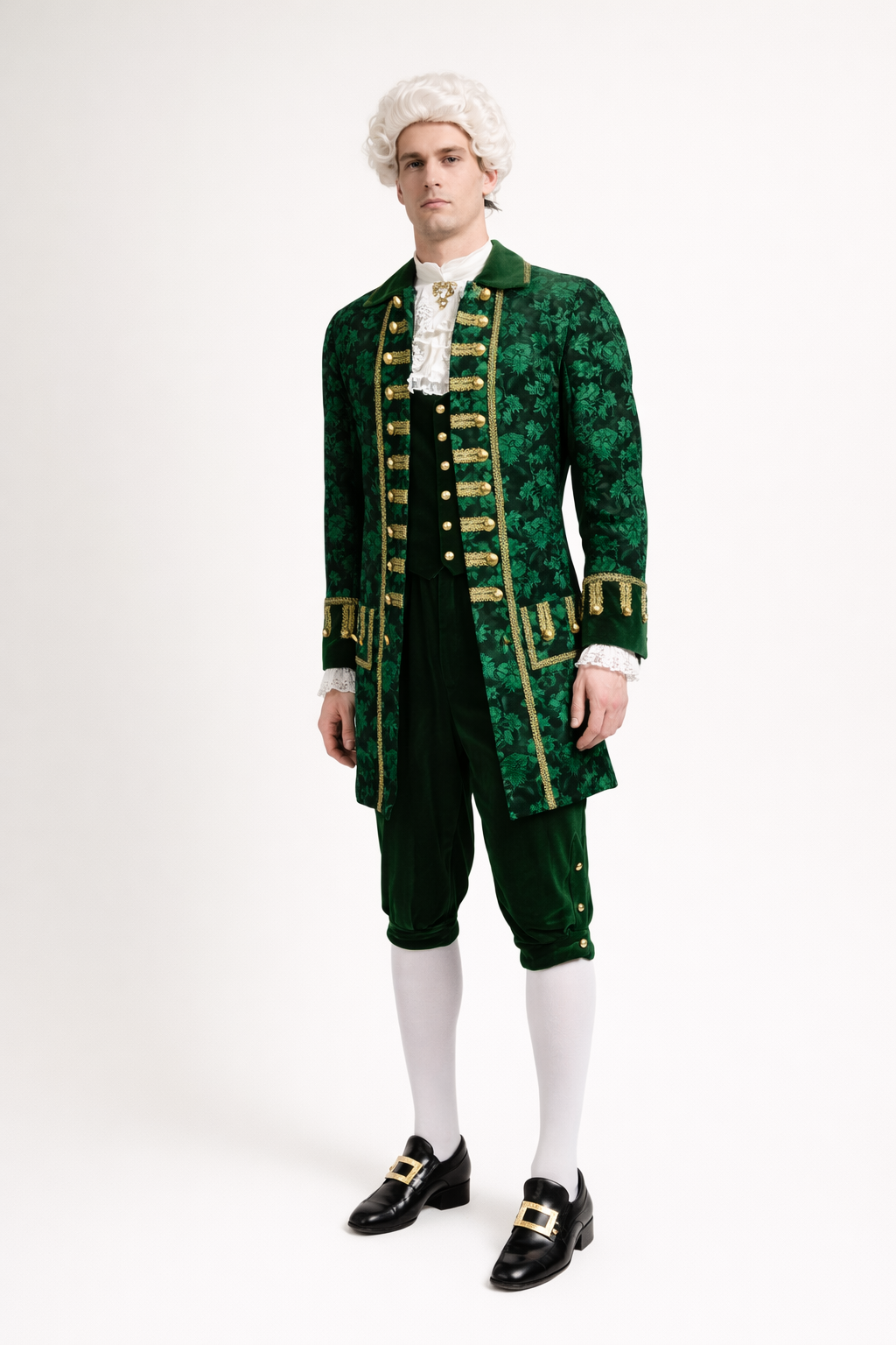 Green Velvet Brocade Jacket, 18th Century Men's Costume Rental