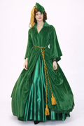 Green Velvet Curtain Victorian Gown, Women's Costume Rental