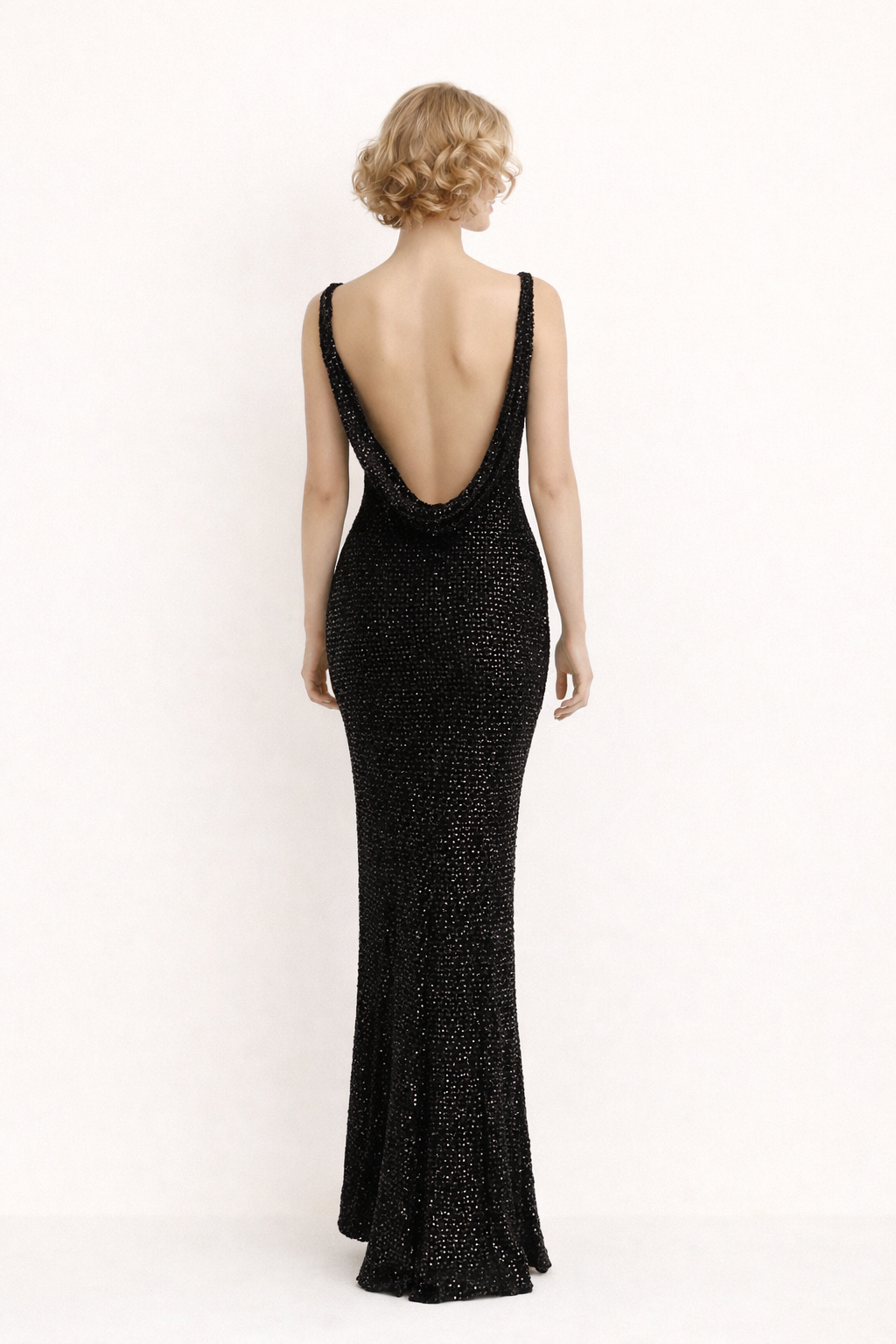 Gun Metal Silver Beaded Velvet Gown 1930's Women's Costume Rental