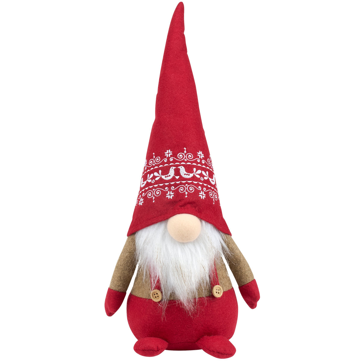 Red gnome figurine with a patterned hat o