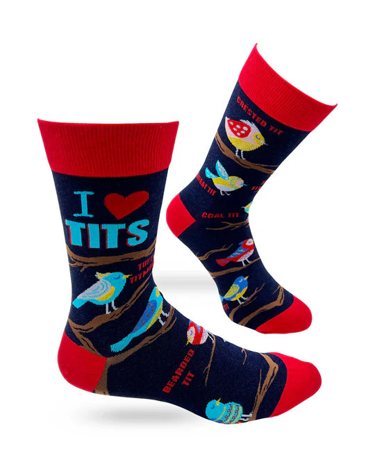 I Love Tits - Men's Novelty Crew Socks