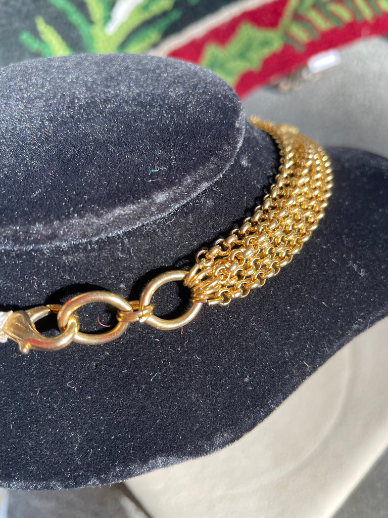 Multistrand Gold Hollow Beaded 80s  Necklace